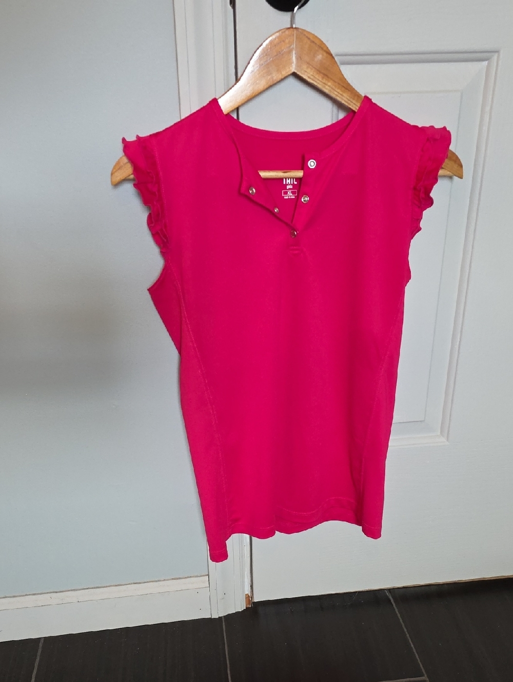 Tail Bright Pink Ruffle Sleeve Tank Top
